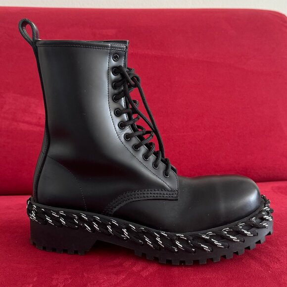 Balenciaga Black Leather Lace-Up Boots - Size 36 Authentic - Picture 11 of 14